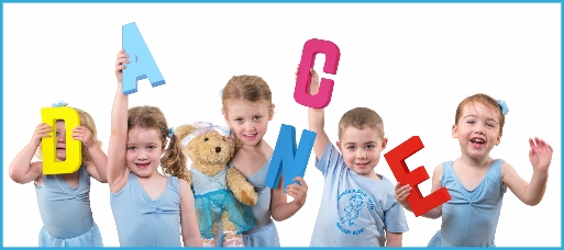 Pre-school children dancing with Melody Bear
