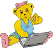 Melody Bear on her laptop