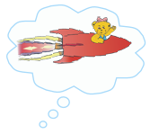 Melody Bear in a rocket