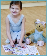 Melody Bear dancer collects her sticker awards