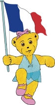 Graphic of Melody Bear waving the French Flag