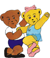 Graphic of Melody Bear and Milligan Bear jive dancing