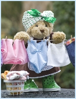 Photo of Melody Bear hanging up her ballet leotard on the washing line