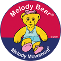 Melody Bear logo.  Copyright R Beeton, J Ewing Melody Movement Early Learning